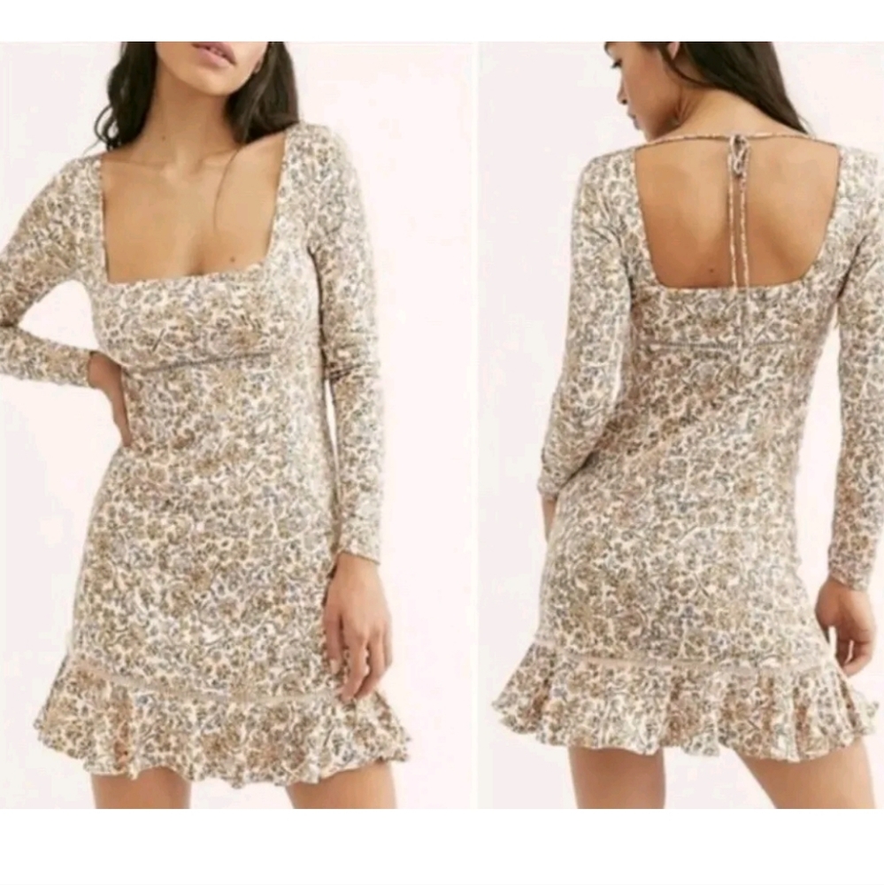Free People Bohemian long sleeve mini dress